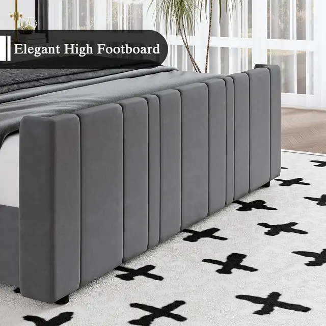 King Size Upholstered Bed Frame with Headboard 6