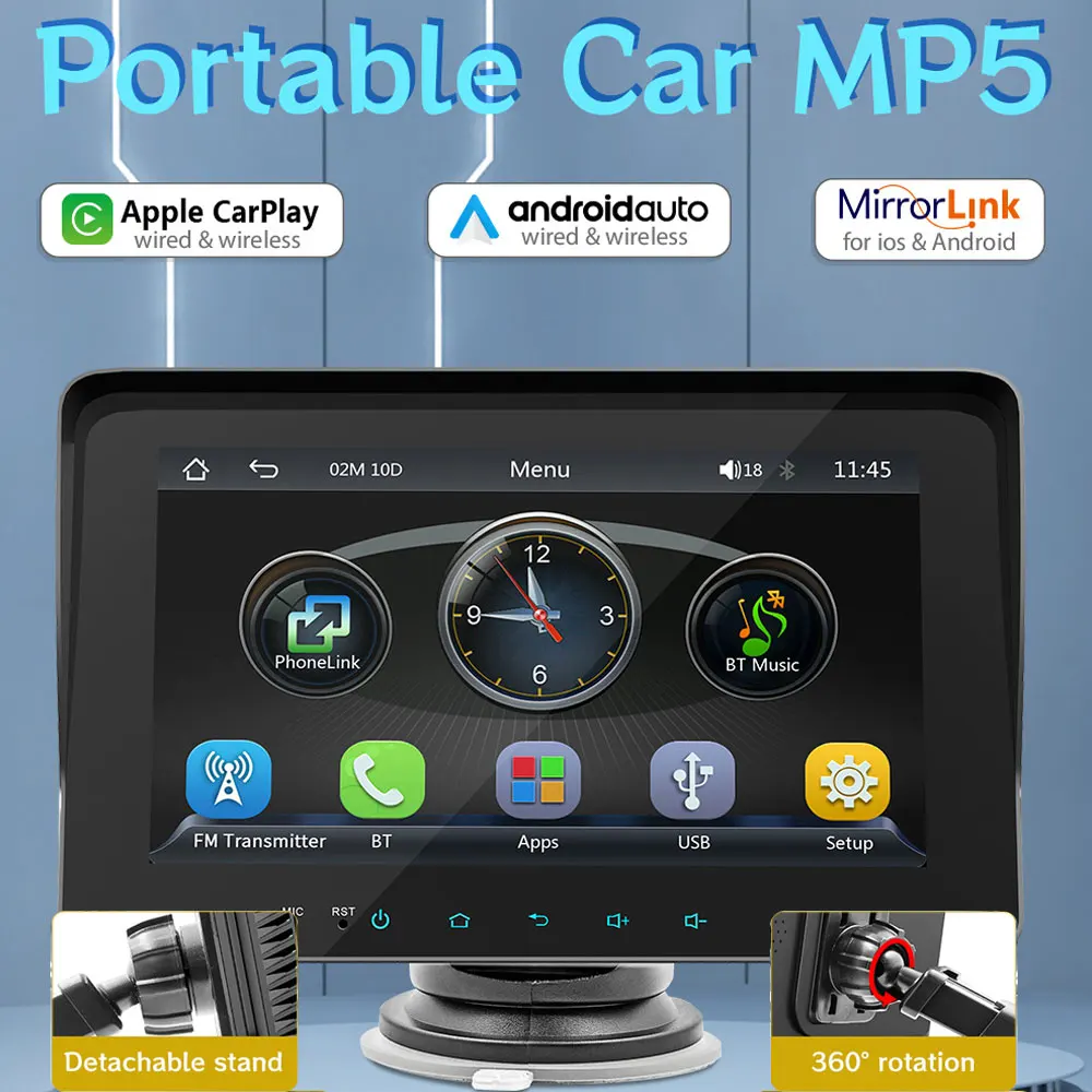 

Wireless Carplay Portable Car Audio Receiver 7 Inch Screen Car Receiver With Full Hd Touchscreen Camera Car Interior Accessories