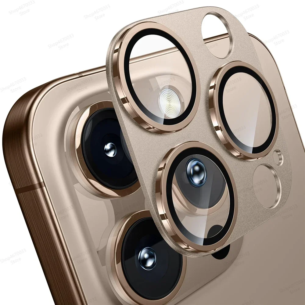 Premium Camera Protection Glass with Metal Ring Film and Lens Cover