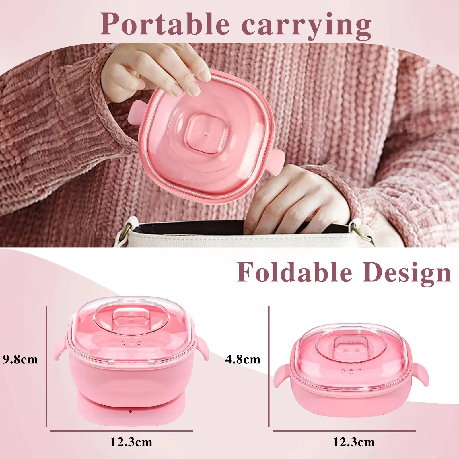 Foldable Depilator Wax Heater Silicone Wax Pot Heating Melting Bean Non-Stick Pan Easy to Clean Beauty Care