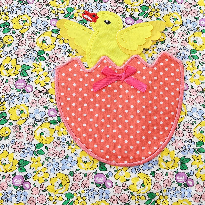 Easter Kids Clothes Children's Clothing Baby Girls 2025 Autumn Spring Cotton Long Sleeves Cartoon Flowers Casual Dresses