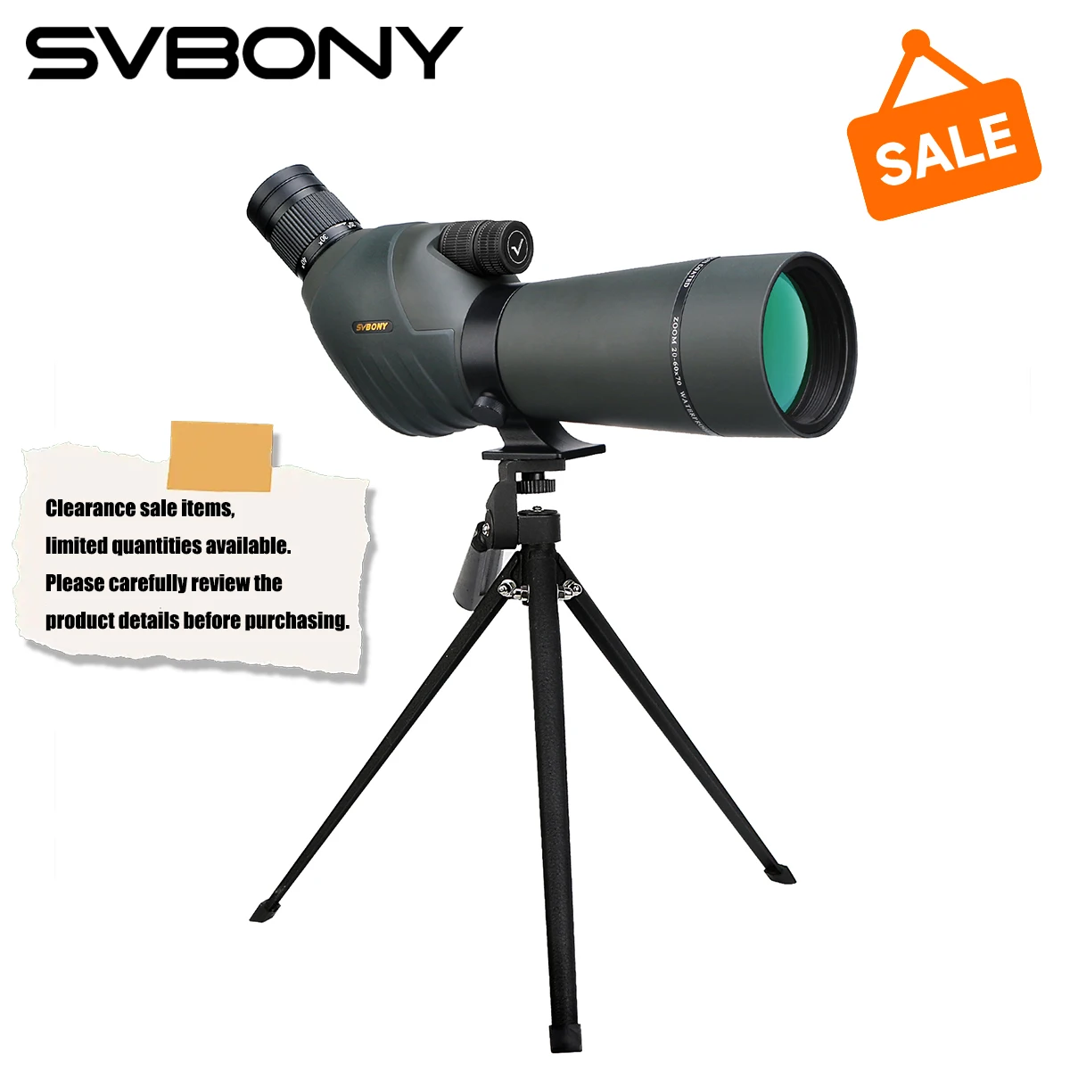 Svbony SV411 20-60x70mm HD longue-vue FMC double mise au point télescope coudé à 45 degrés combinaison pour tir au cible observation des oiseaux
