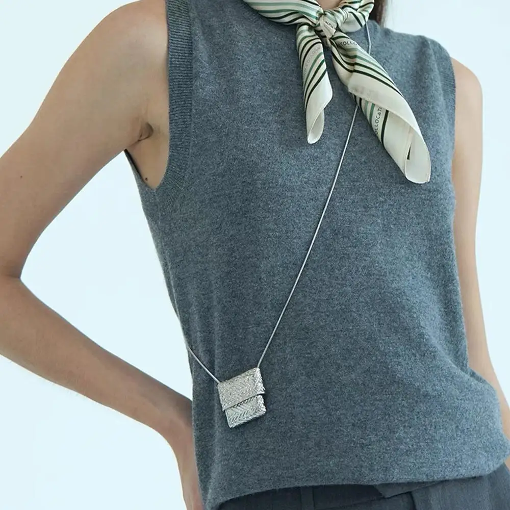 Trend New Woven Bag Pendant Necklace For Women Girls Fashion Versatile Necklace Bag Accessories Girl's Necklaces Sweater Chains