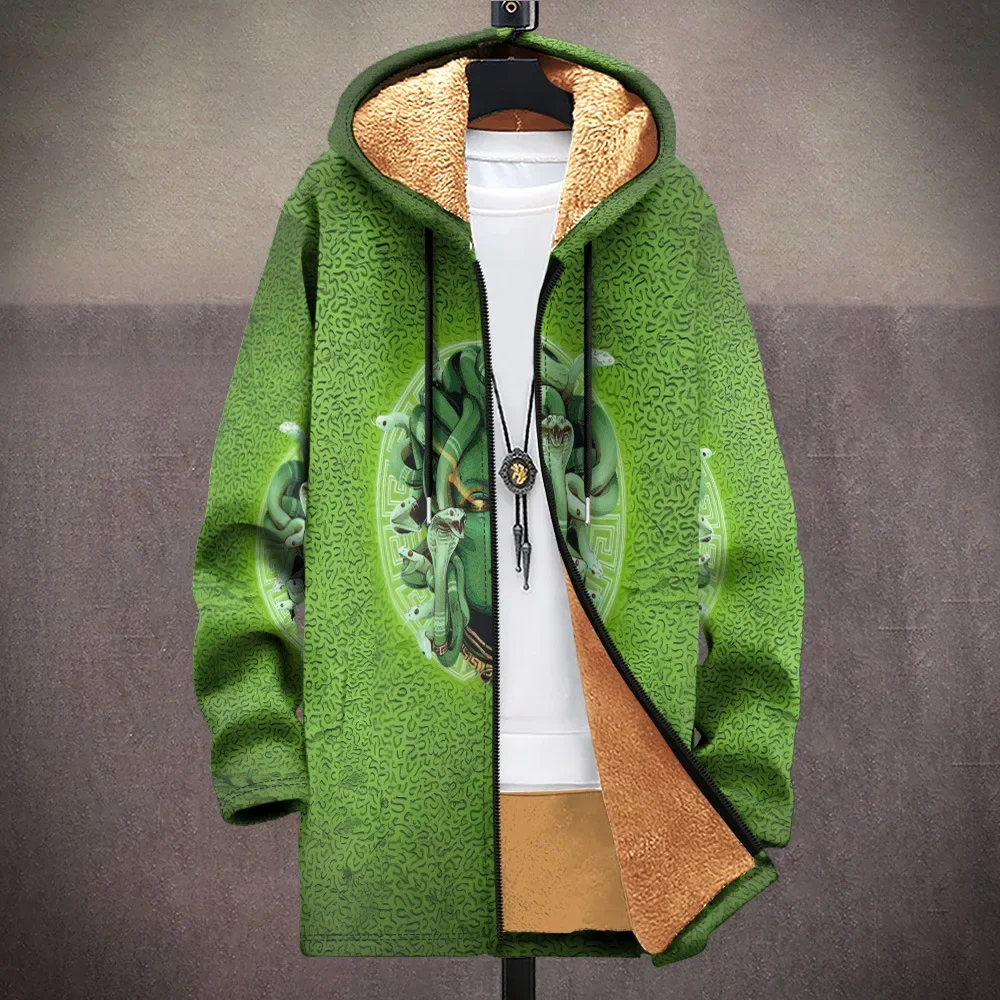 Men Cardigans Coats Woods Loong Art Skull Graphics Printed Plush Thick Winter Jackets Fashionable Streetwear Unisex Clothing 3