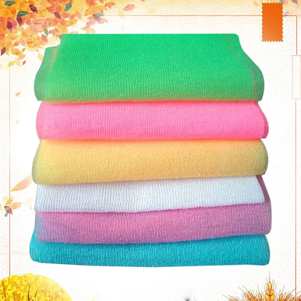 

6 Pcs Bath Towles Rub Back Rubbing Wipe Long Strip Towel Reusable Cotton Rounds