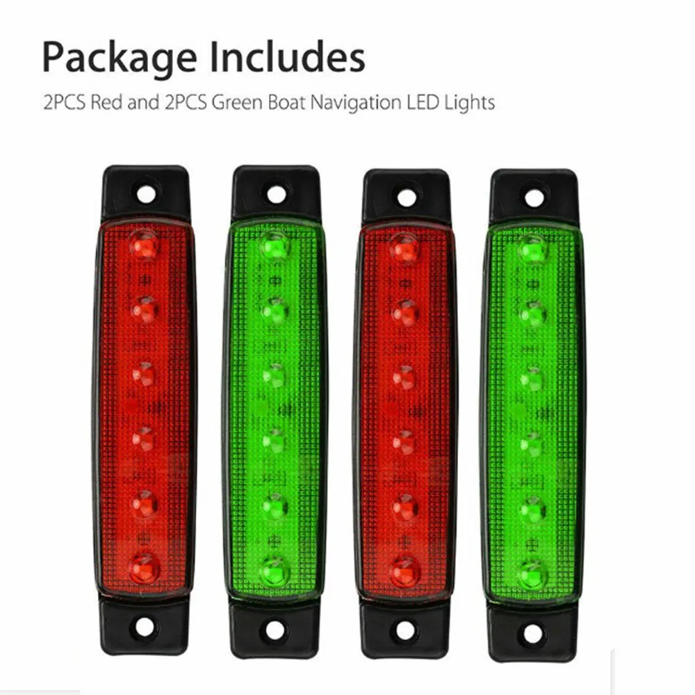 

4pcs Red+Green Boat Navigation LED Lights Waterproof For Marine Yacht Kayak Sailboat Stern Light Side Marking Indicator