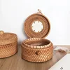 Handwoven Rattan Storage Box with Lid Wicker Tea Food Container Picnic Bread Fruit Cake Basket Kitchen Organizer B 1