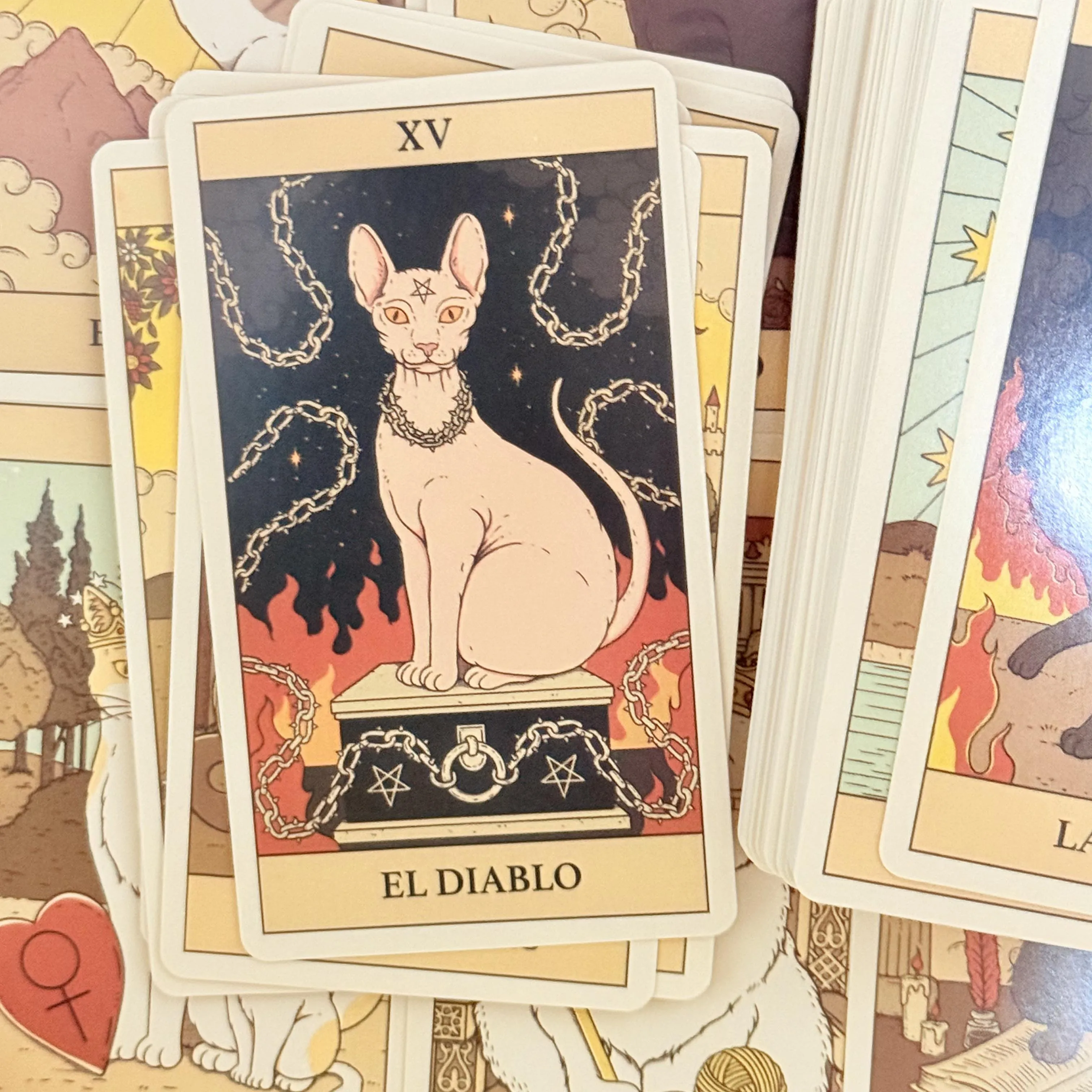 Description Picture 5 of itemSpanish Version Cats Rule Earth Tarot Cards 78 Oracle Deck Unique Cards for Cat Lovers and Tarot Enthusiasts Cute Tarot