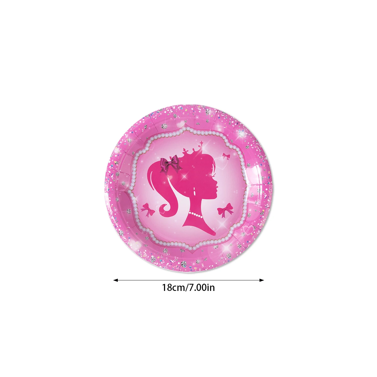 thumbnail image 1 of Juego de vajilla desechable con temática de muñeca de princesa para niña, plato de papel rosa, taza, servilleta, decoración de fiesta de cumpleaños, 1 of 5