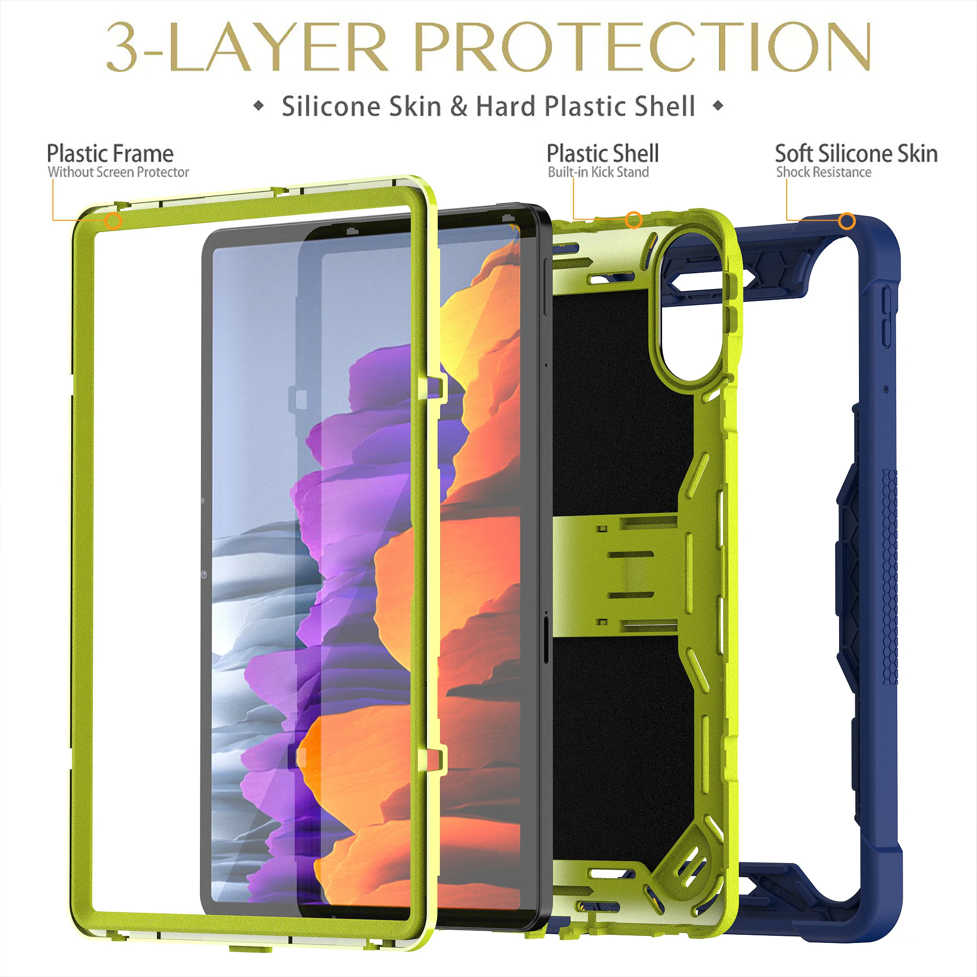 Durable Armor Kickstand Case with Triple-Layer Protection and Versatile Compatibility