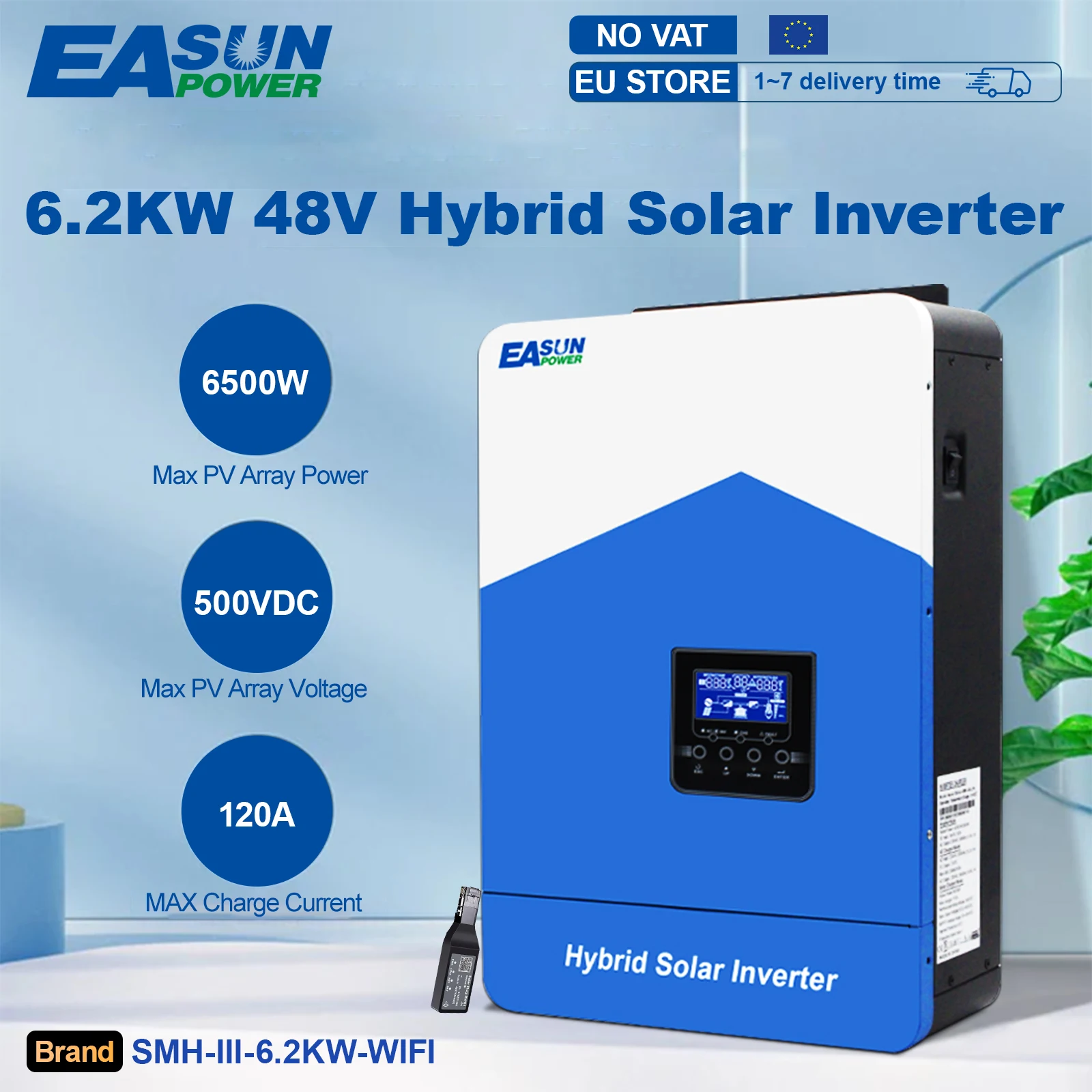 EASUN 6.2KW Hybrid Solar Inverter 48V MPPT Photovoltaic Inverter Pure ...