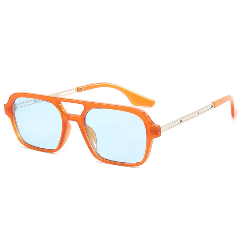 Mała ramka kwadratowe okulary przeciwsłoneczne kobieta marka projektant mody luksusowe okulary przeciwsłoneczne kobieta Vintage Hollow Leopard niebieski óculos De Sol