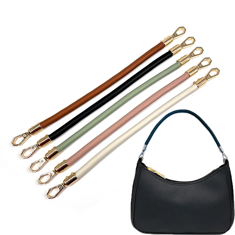 

1pc 30-115cm Length Bag Strap Smooth Leather Replacement Bag Handle Solid Color Handbag Strap With Gold Fastener Bag Belt
