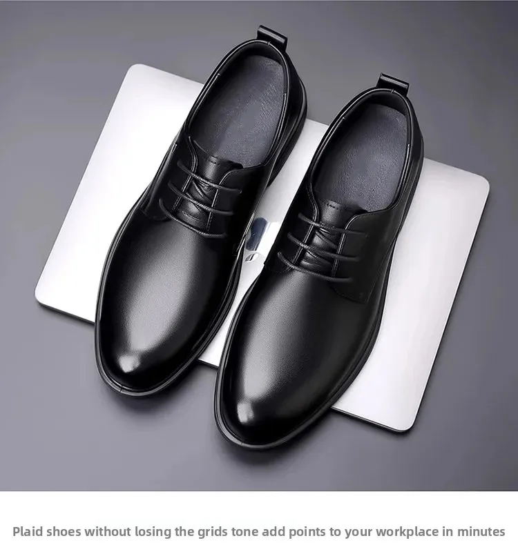 أحذية زفاف غير رسمية من الجلد الناعم للرجال نمط جديد للأعمال الرسمية قابلة للتنفس للخريف النسخة الكورية البريطانية بمقدمة مدببة للعريس S