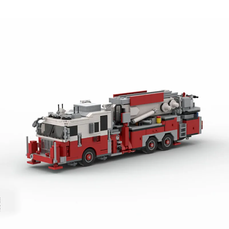 Moc-123187 Ladder Fire Truck Ambulanza Fdny - New York - Tower 21 Hell Kitchen Kids Building Block Toys Fai Da Te Buon Natale
