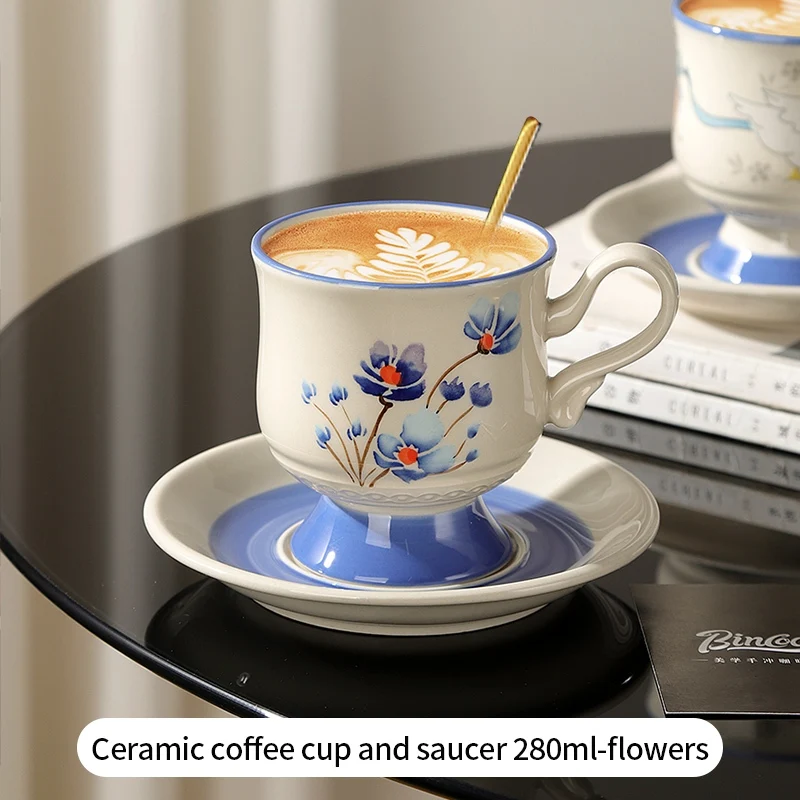 طقم فناجين قهوة بينكو مع صحون من السيراميك، كوب مع...