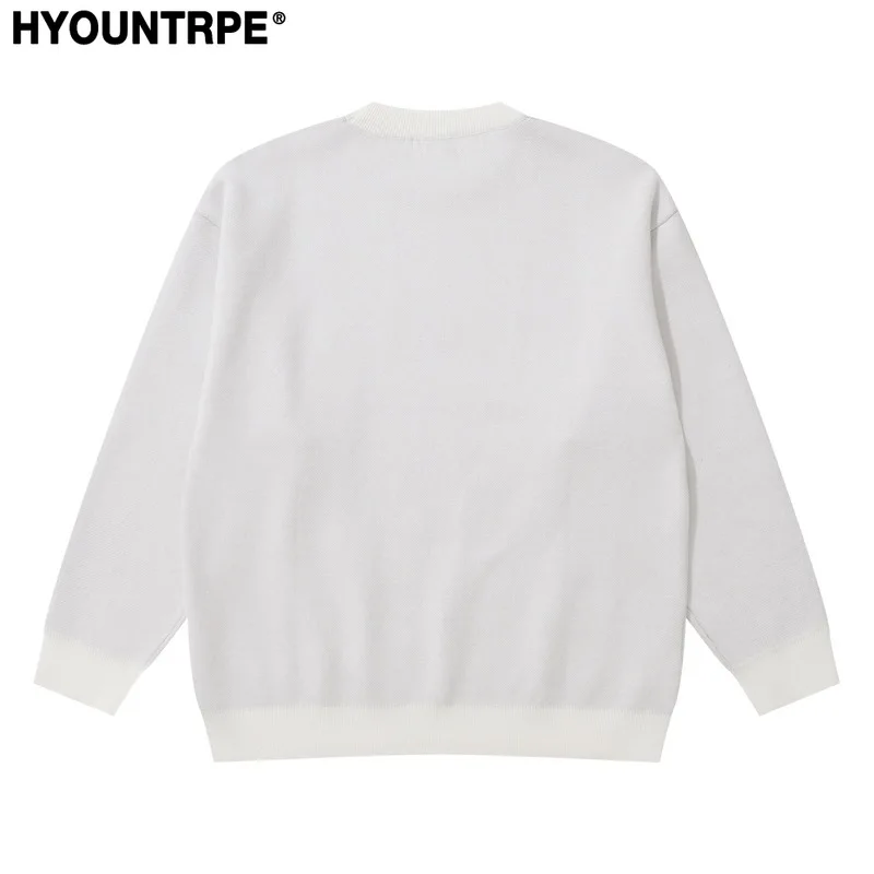 Hip Hop Anime Knitted Oversized Sweater Mens Autumn Winter O-neck Long Sleeve Pullover Streetwear New Loose Sweaters Clothing