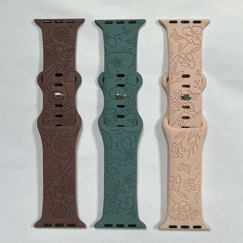 Elegant Floral Engraved Watch Strap Bracelet