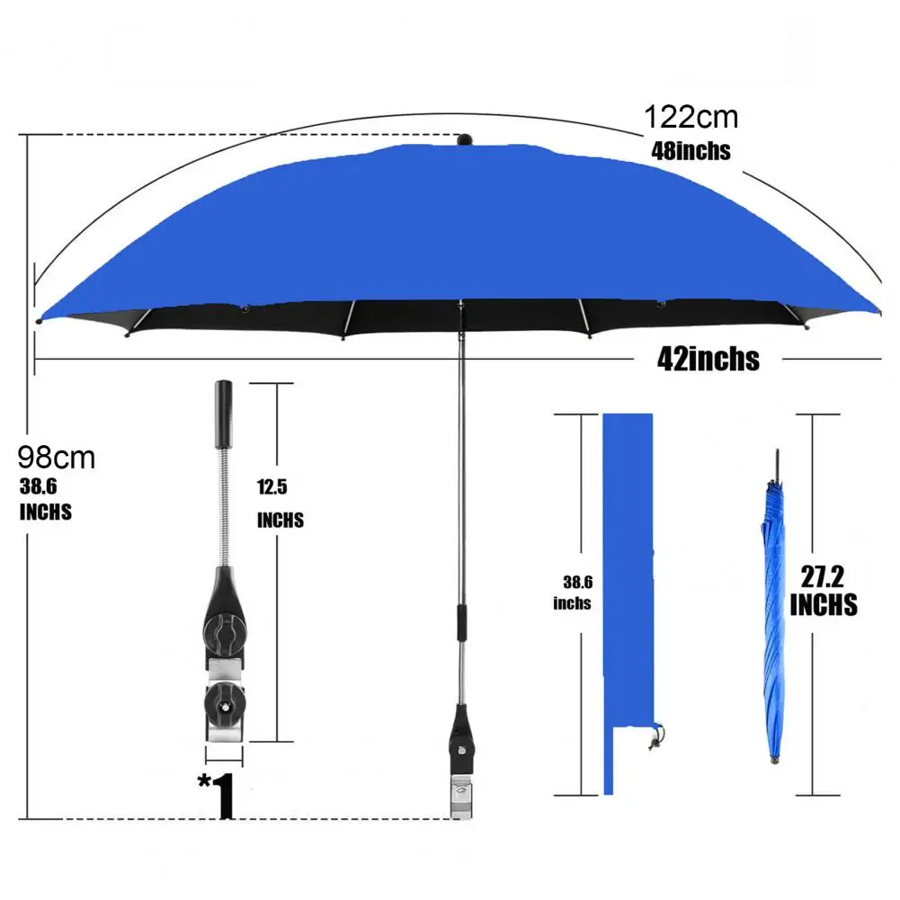 Chair Umbrella with Clip Outdoor Patio Umbrella Portable Adjustable Chair Umbrella with Clamp for Outdoor Uv for Camping