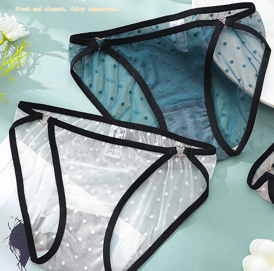 2Pcs/set Women's Underwear Sexy Panties Lace Breathable Briefs Seamless Transparent Low-waist Sensual Below Lingerie for Woman wirarpa
