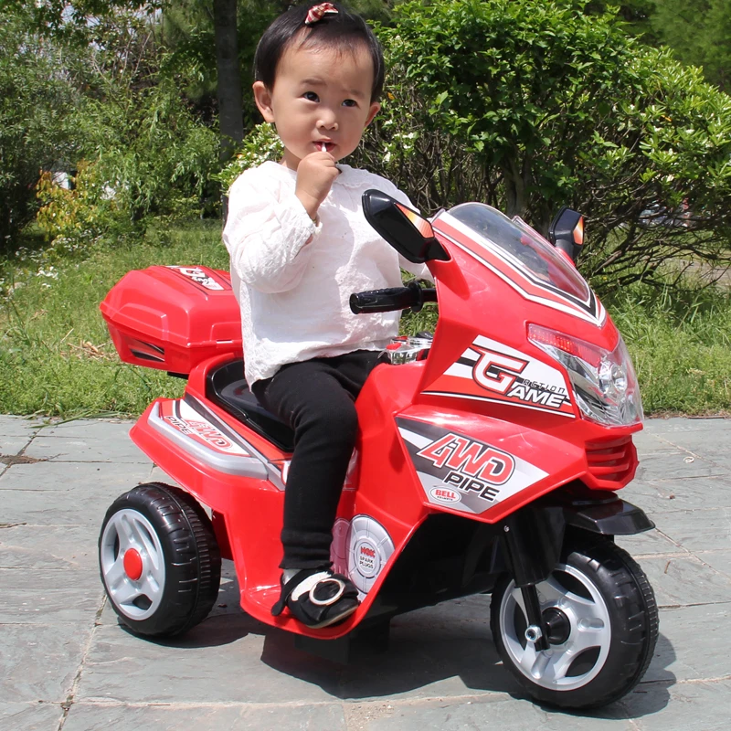 Children's electric three-wheeled motorcycle can sit baby toy car rechargeable stroller 1-3 years old