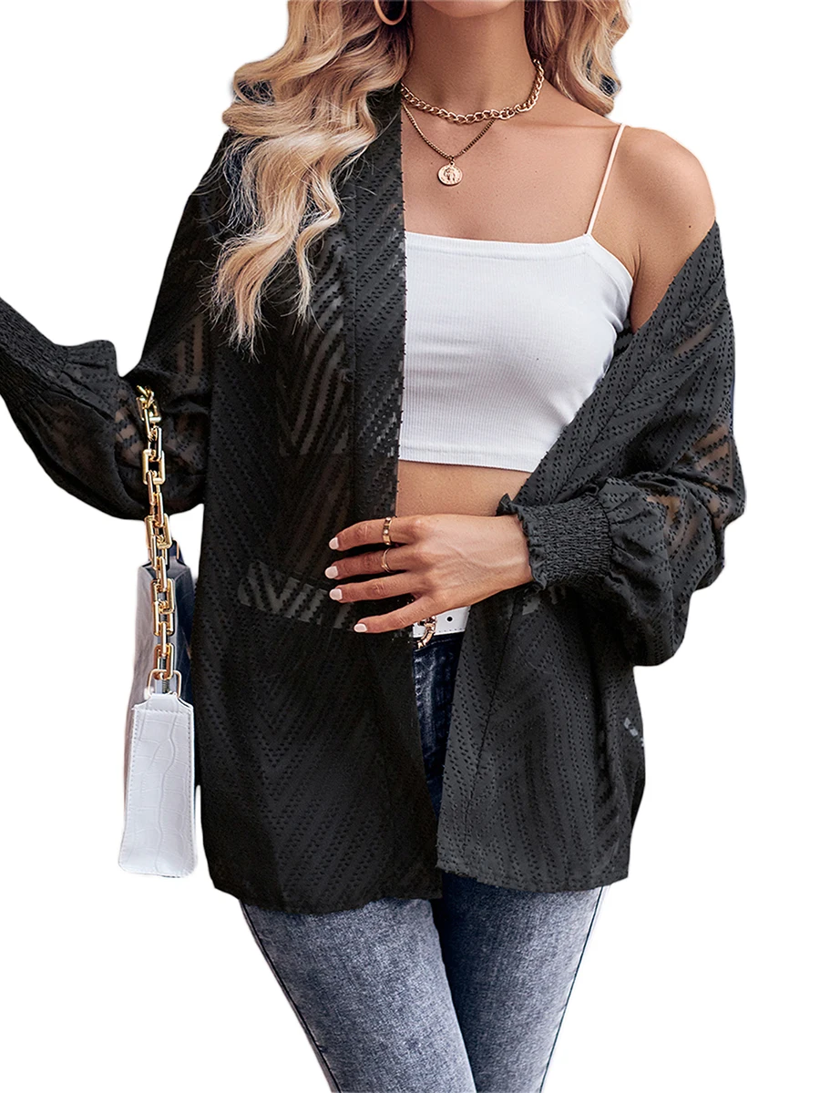 

Womens Casual Sheer Mesh Chiffon Kimono Cover Ups Lightweight Cardigan Tops Beach Blouse Shawl Shrug Bolero Plus Size