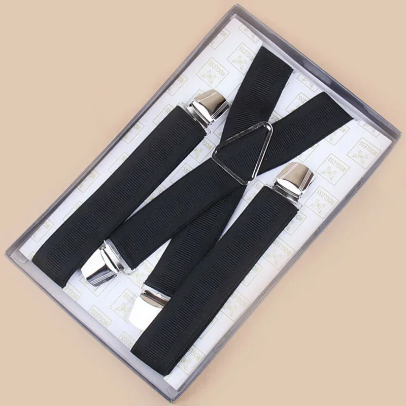 1pc Unisex Men Women 4 Clip Cross Strap Solid Color Fashion Bib Pants Elastic Suspenders Braces X Back Male Strap Accessories