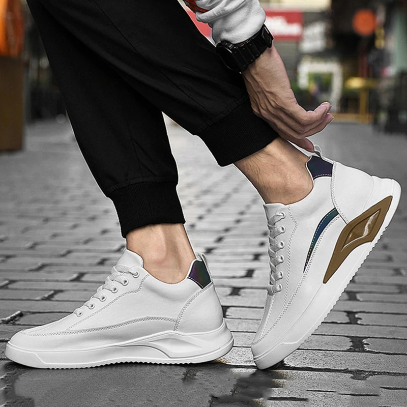 New Men Elevator Shoes 4/6/8CM Invisible Inner Heightening Shoe High Quality Genuine Leather Cowhide Outdoor Casual Sports Shoes 3