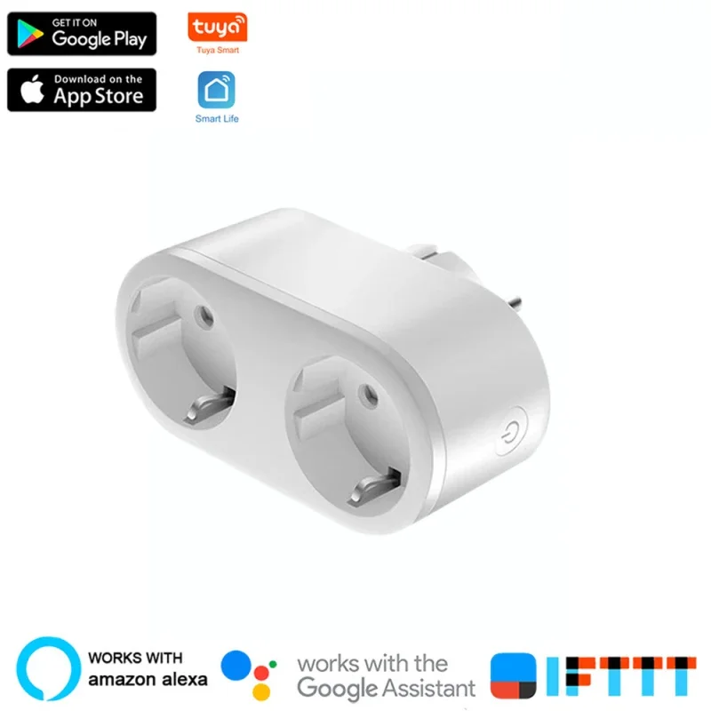 

2 Smart Plug EU WiFi 16A 220V Power Monitor Timer Socket Smart Life APP Control For Alexa Google Home Assistant