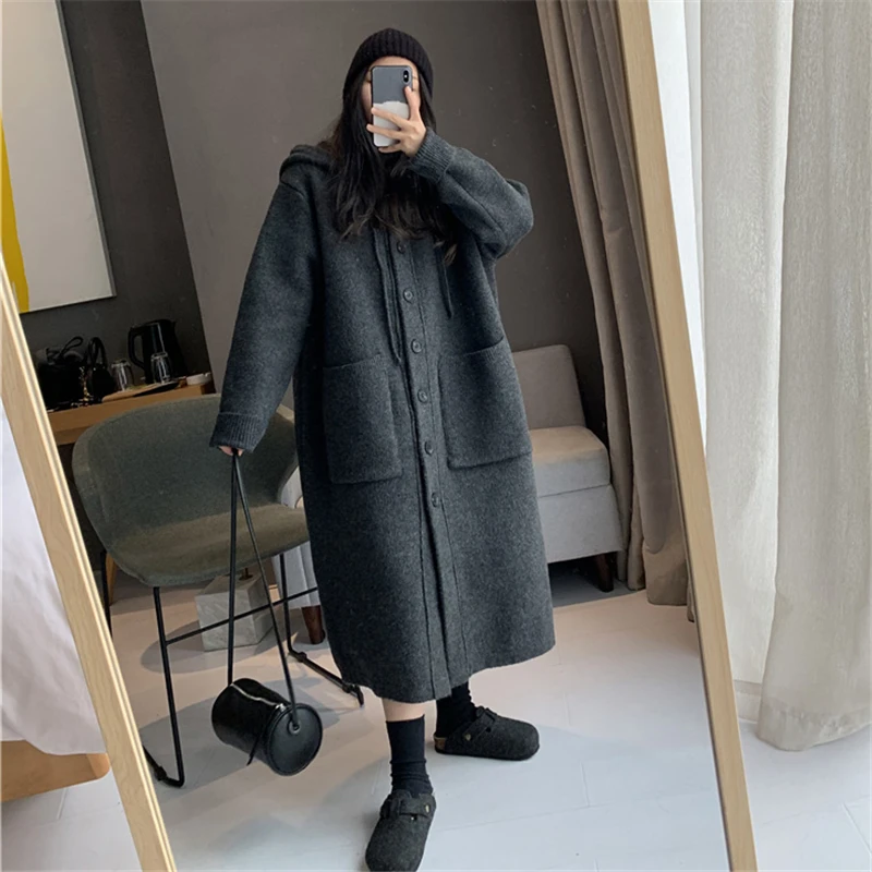 Autumn Winter Plus Size Pregnant Woman Coats Long Loose Buttons Fly Maternity Sweater Cardigans Pregnancy Knitting Jackets Warm