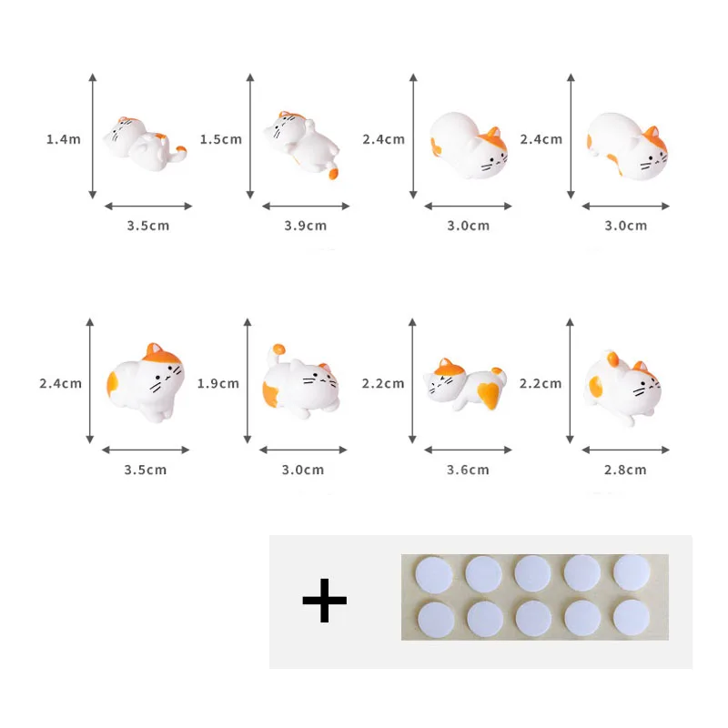 8-Piece Cute Orange Cat Miniature Decoration Set for Bonsai and Fairy Gardens
