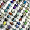 20Pcs Fashion Pretty Multicolor Mixed Color Natural Stone Silver Plated Ring For Women Jewelry Bulks Rings Lots LR4211 5
