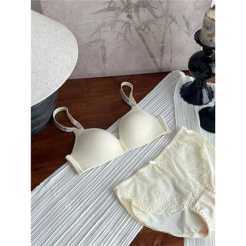 Hot Sale Sexy Letter Rhinestone Strap Bra Set Seamless Thin Summer Light Push Up Anti Sagging Comfortable Women Lingerie Set_voghion.com