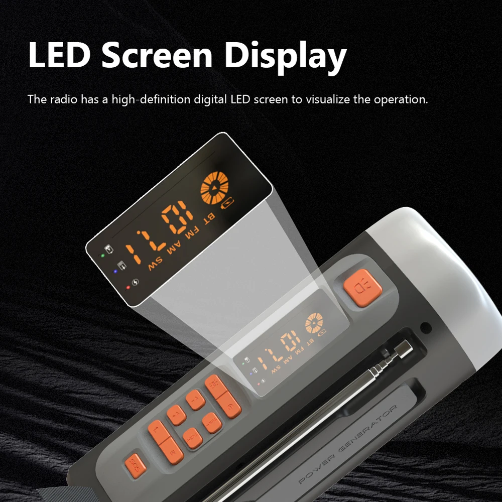 4500mAh Emergency Radio AM/FM/SW Survival Power Bank Phone Charger USB C/Solar/H
