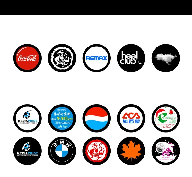 Logo personalizzato proiettore lente in vetro 37mm-27mm diametro negozio centro commerciale KTV modello di testo Logo illuminazione pubblicitaria proiezione Gobo - immagine 4