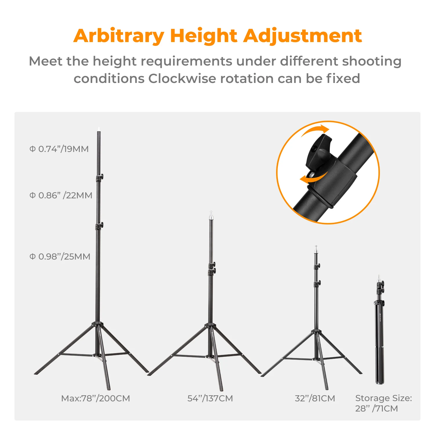 78.8in/2m Extendable Light Stand Photography Photo Video Tripod Stand for Camera Softbox with 1/4" Screw Storage Bag Light stand, photographic light stand, photo tripod