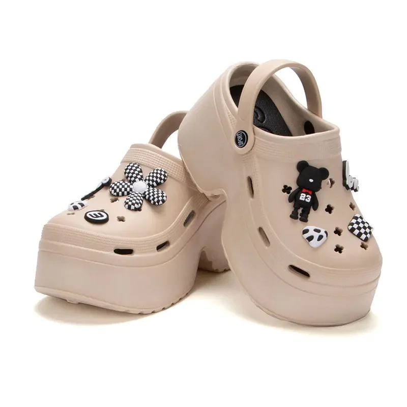 Women sandals Fashion Diy Platform Clogs Sandals Women Summer Thick Sole Wedge Slippers Woman Closed Toe Non Slip Outdoor Sandalias Mujer