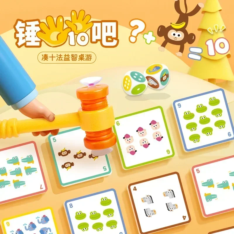 New Kids Suction Cup Hammer Battle Table Game with Card Logic Thinking Training Math Montessori Fun Mathematics Educational Toys