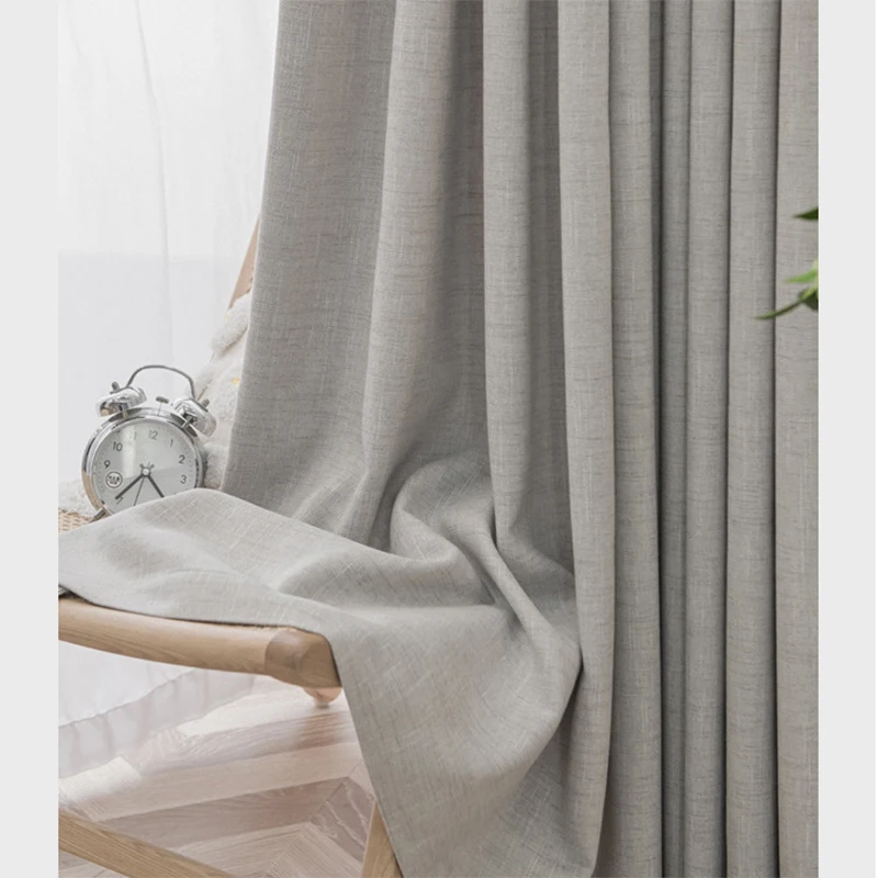Linen Blackout Curtains For Kitchen Bedroom Window Treatment Solid