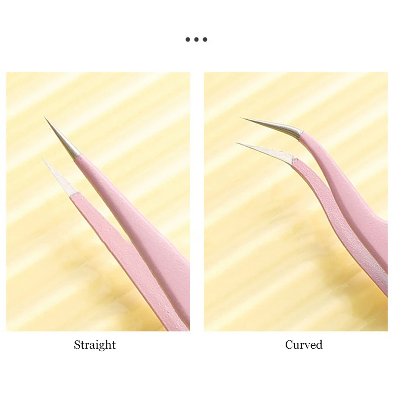 Stainless Steel Straight + Curved Colored Tweezers for Nail Art Sticker Rhinestones Picking Tool Makeup Eyelash DIY Tweezer Tool nail art tweezers eyelash tweezers