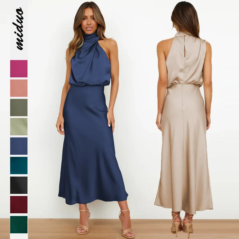 

Summer Women Dresses Sexy Evening Party Fashion Solid Colors Sleeveless off Shoulder Bodycon Elegant Maxi Dress for Women 2024