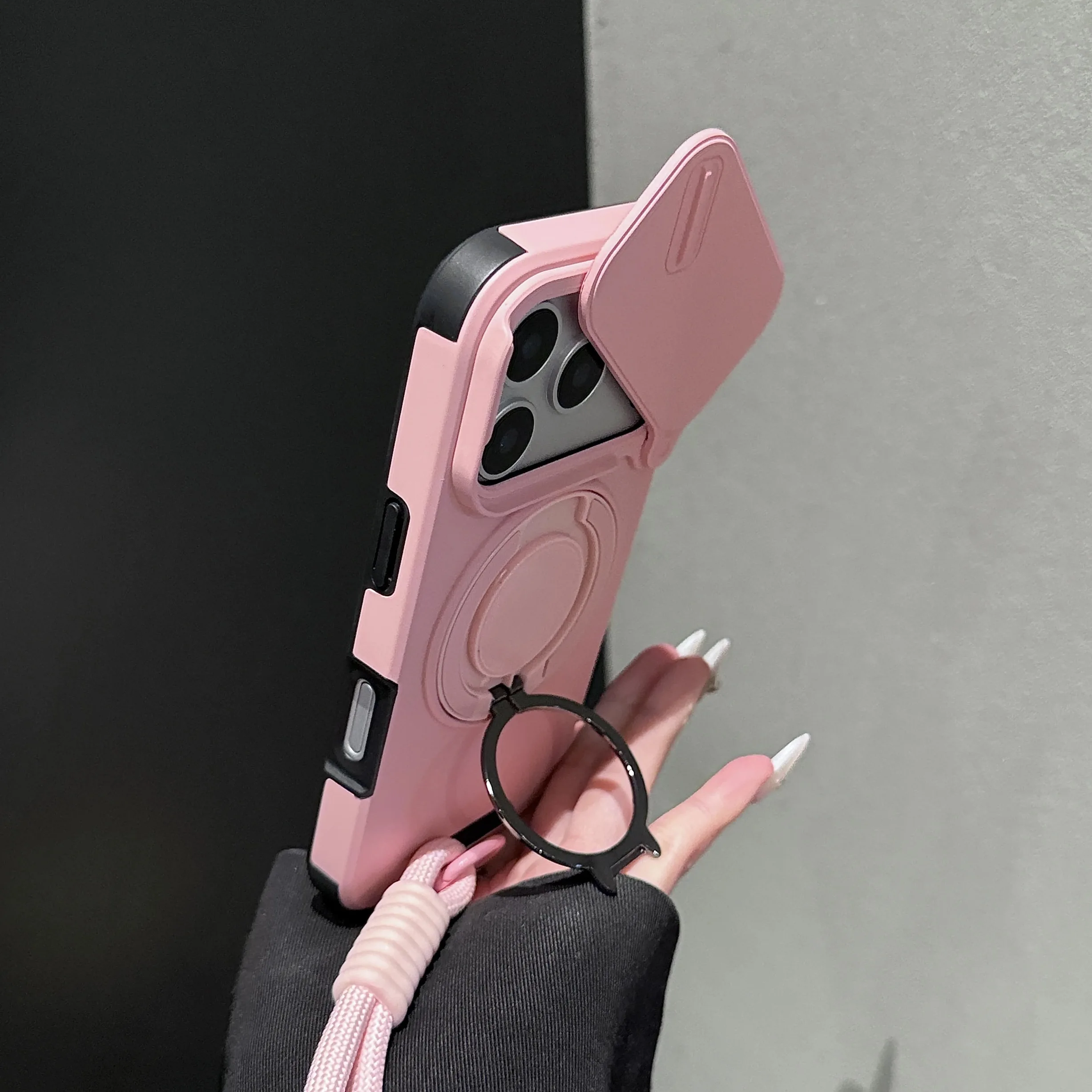 Shockproof Armor Case with Lanyard and Slide Camera Cover