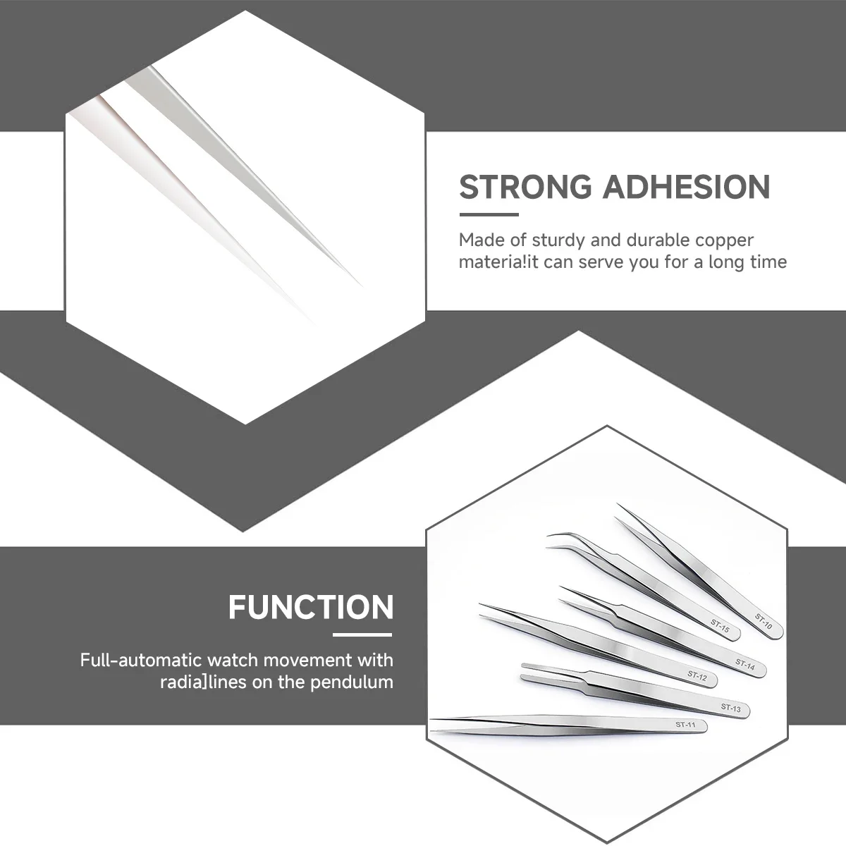 Premium Stainless Steel Antistatic Watchmaking Tweezers – Set of 1 or 5, Straight & Elbow Handle, High Hardness for Precise Watch Hands Installation
