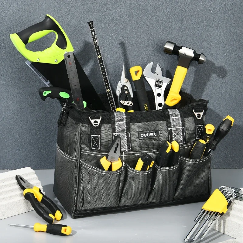 

1Pcs 15/17 Inch Tool Organizer Bags Tear Resistant Large Capacity Toolkit for Electrician Multi-pocket Household Storage Toolbag