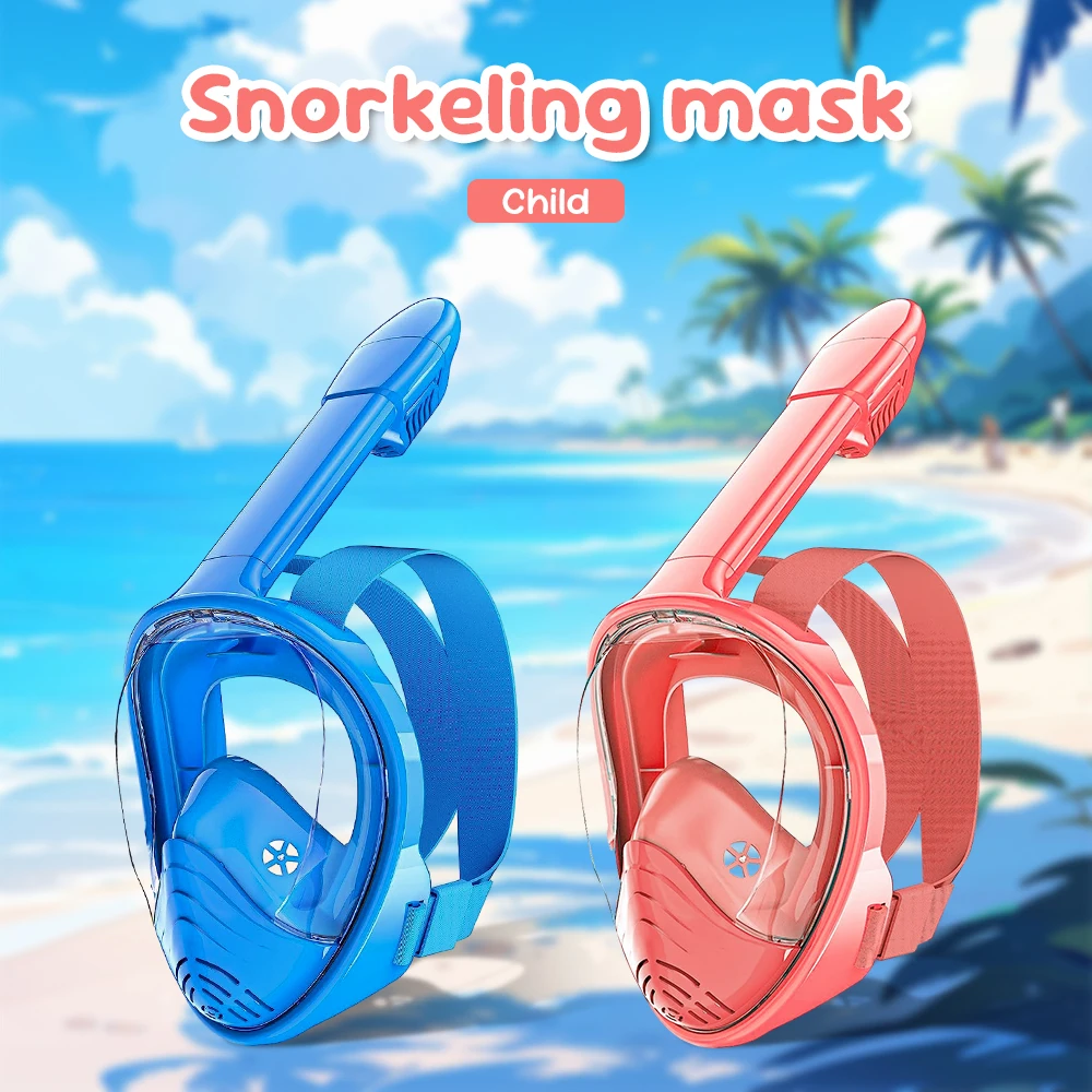 Kids Snorkel Mask Full Face Snorkeling Set Camera Mount Foldable 180 Degree Panoramic View Snorkeling Gear Anti-Fog Leak snorkeling diving mask snorkel set
