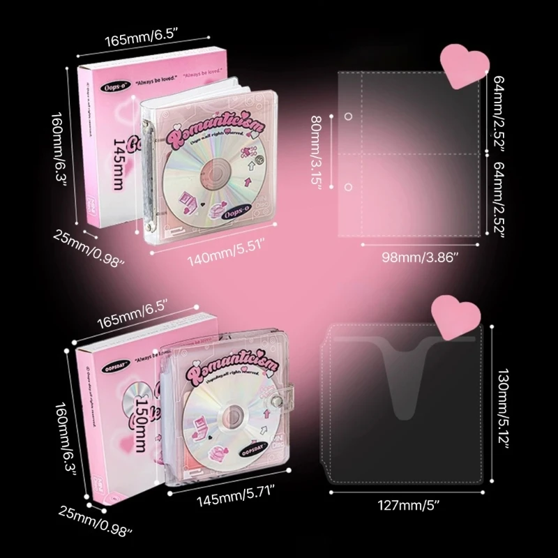 Photocard 홀더 책 레트로 미니 사진 디스크 앨범 그림 카드 용 귀여운 스티커가있는 바인더 책 수집 DIY Storage