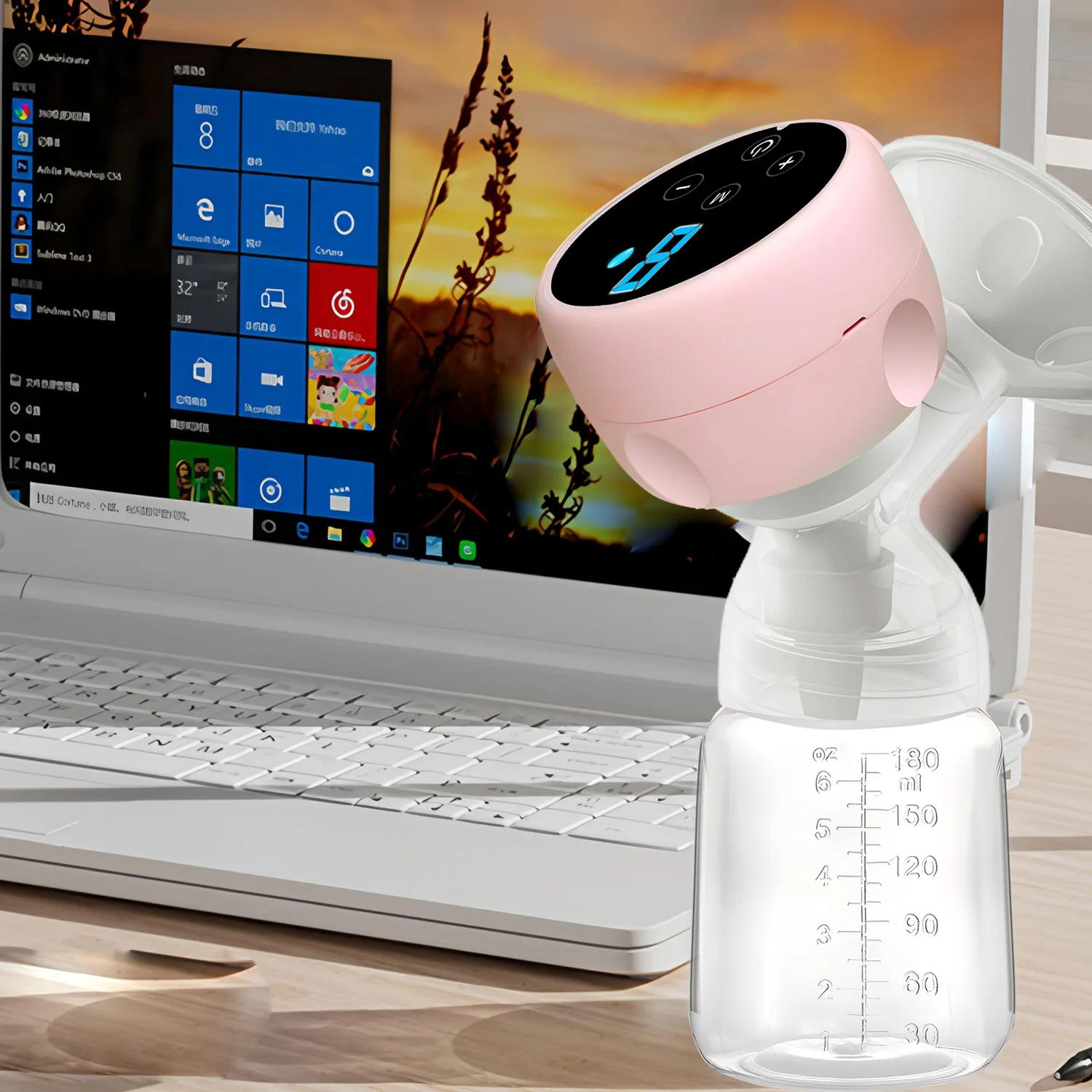 Electric Breast Pump Portable Painless Silent Integrated Suction_voghion.com