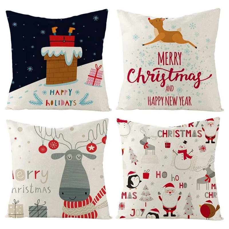 

HOT-Christmas Pillow Covers Xmas Series Cushion Cover Decorative Throw Pillow Covers For Home Christmas Decor