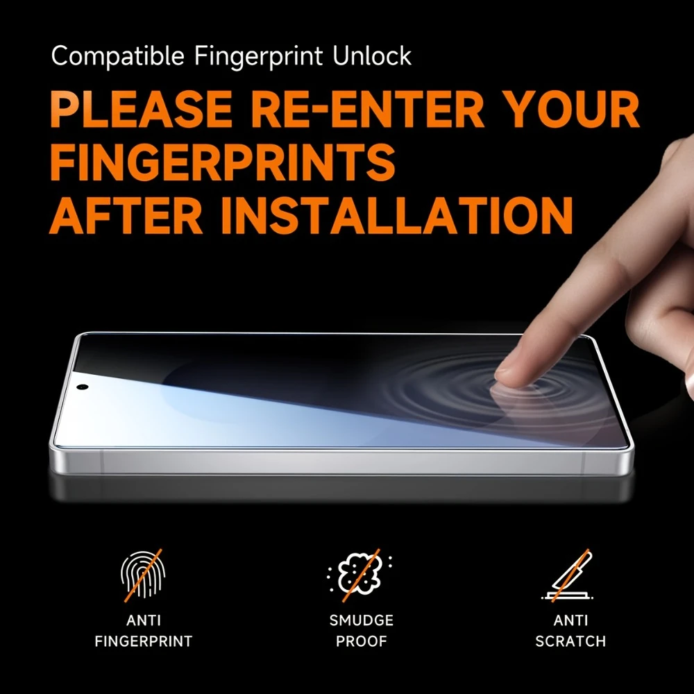 2-Pack Privacy Tempered Glass Screen Protector with Auto Dust-Elimination
