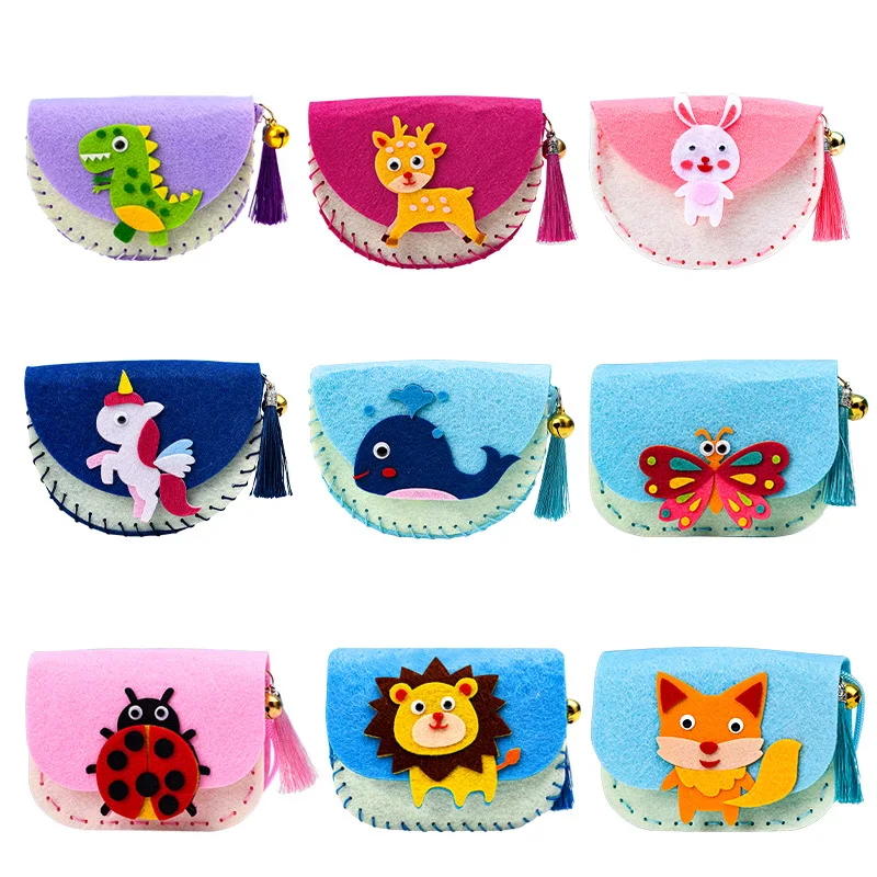 

New Children's Handmade Craft Kits Non-woven Weaving DIY Toys Felt Cloth Crossbody Bag Montessori Aids Early Education for Kids